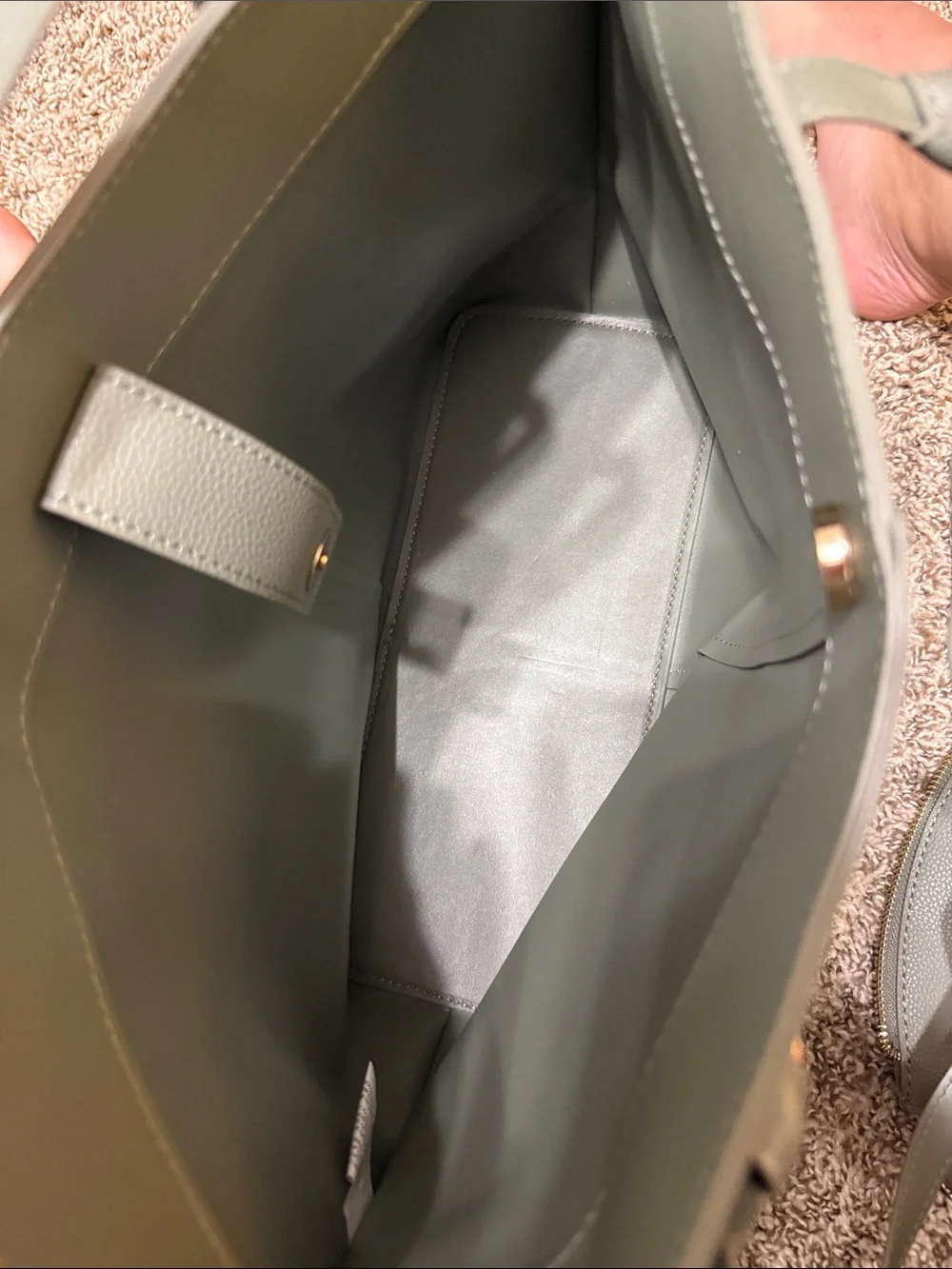 Anne Klein Sage Green Pebble Tote with Matching Pouch